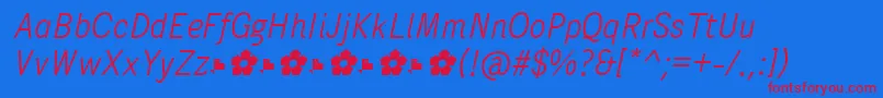 PentaySansLightItalic-Schriftart – Rote Schriften auf blauem Hintergrund