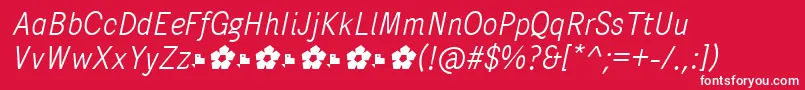 PentaySansLightItalic-Schriftart – Weiße Schriften auf rotem Hintergrund