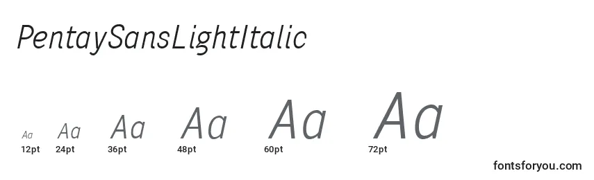 Размеры шрифта PentaySansLightItalic