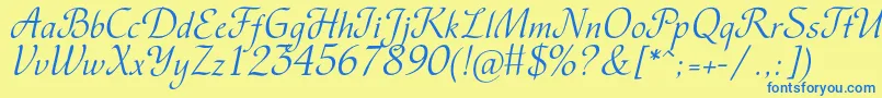 Vesnac Font – Blue Fonts on Yellow Background