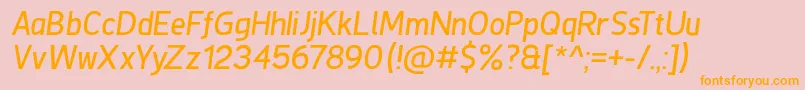 フォントDeLuxeNextItalic – オレンジの文字がピンクの背景にあります。