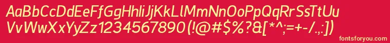 DeLuxeNextItalic Font – Yellow Fonts on Red Background