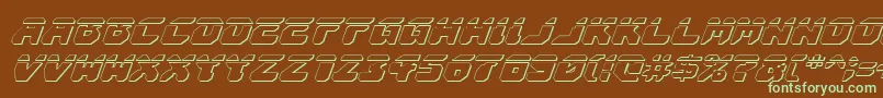 フォントAstropolisLaser3DItalic – 緑色の文字が茶色の背景にあります。