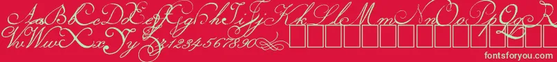 Volutes Font – Green Fonts on Red Background