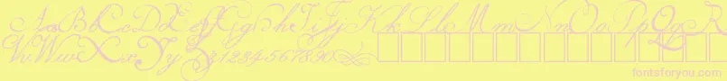 Volutes Font – Pink Fonts on Yellow Background