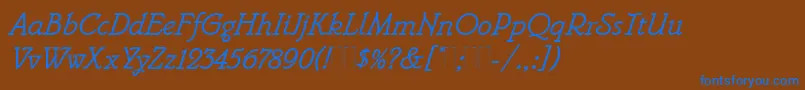 フォントBelweMonoItalicPlain – 茶色の背景に青い文字