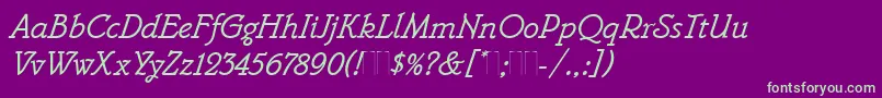 BelweMonoItalicPlain Font – Green Fonts on Purple Background