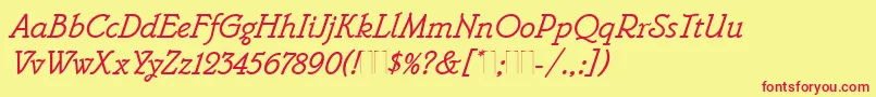 フォントBelweMonoItalicPlain – 赤い文字の黄色い背景