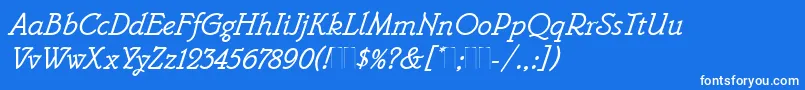 フォントBelweMonoItalicPlain – 青い背景に白い文字