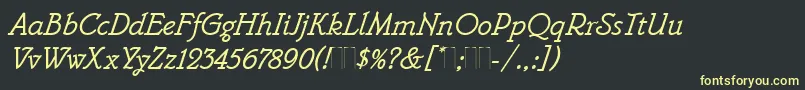 フォントBelweMonoItalicPlain – 黒い背景に黄色の文字