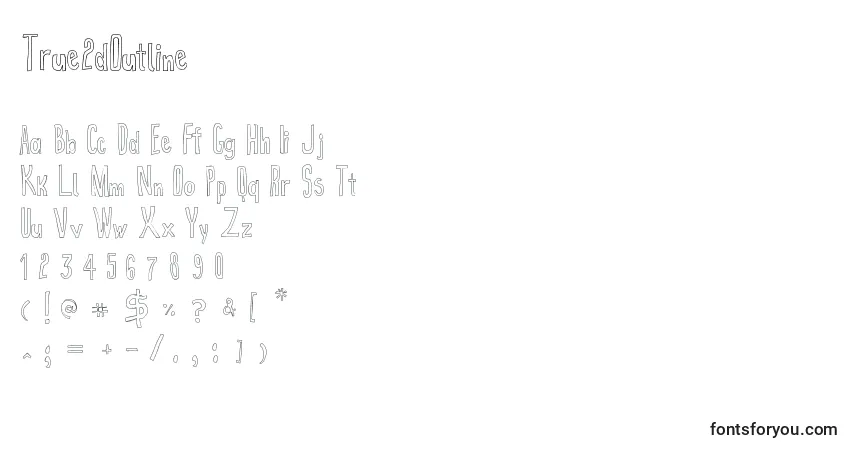 Schriftart True2dOutline (113339) – Alphabet, Zahlen, spezielle Symbole
