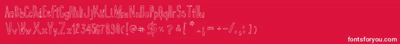 True2dOutline-Schriftart – Weiße Schriften auf rotem Hintergrund
