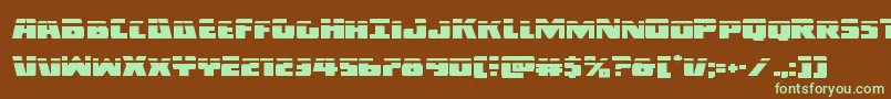 フォントDarkalliancelaser – 緑色の文字が茶色の背景にあります。