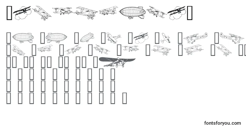 Schriftart Aeroplanes – Alphabet, Zahlen, spezielle Symbole