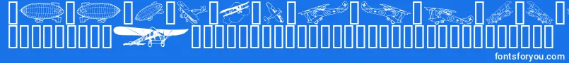 Fonte Aeroplanes – fontes brancas em um fundo azul