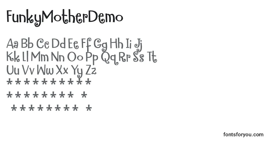 Schriftart FunkyMotherDemo – Alphabet, Zahlen, spezielle Symbole