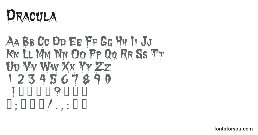 Czcionka Dracula – alfabet, cyfry, specjalne znaki