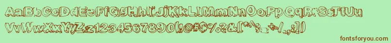 Weitere Informationen zur Fourthdimension-Schriftart Fourthdimension-Schriftart – Braune Schriften auf grünem Hintergrund