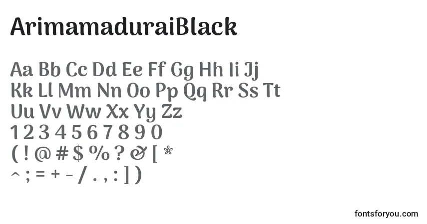 Czcionka ArimamaduraiBlack – alfabet, cyfry, specjalne znaki