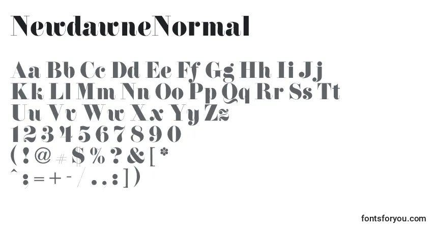 Шрифт NewdawneNormal – алфавит, цифры, специальные символы