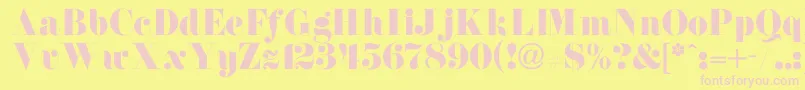 NewdawneNormal-fontti – vaaleanpunaiset fontit keltaisella taustalla