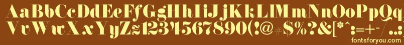 NewdawneNormal-fontti – keltaiset fontit ruskealla taustalla