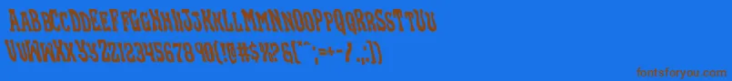 フォントBlackgunkleft – 茶色の文字が青い背景にあります。