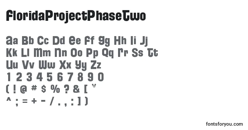 Schriftart FloridaProjectPhaseTwo (113353) – Alphabet, Zahlen, spezielle Symbole