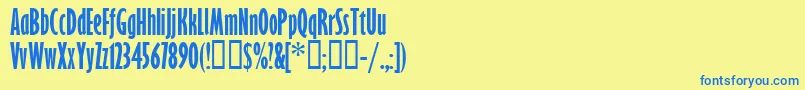 フォントGillSansBoldExtraCondensed – 青い文字が黄色の背景にあります。