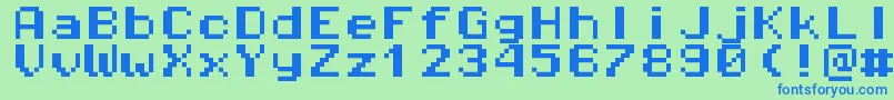 Pixeloperatormonohb8 Font – Blue Fonts on Green Background