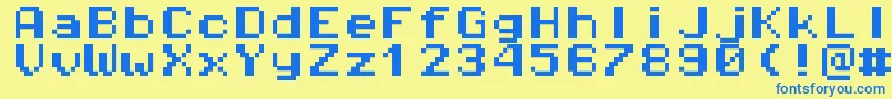 Pixeloperatormonohb8 Font – Blue Fonts on Yellow Background