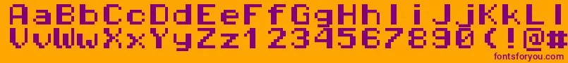 Pixeloperatormonohb8-Schriftart – Violette Schriften auf orangefarbenem Hintergrund