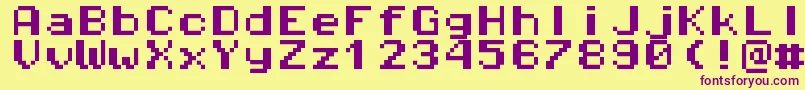 Pixeloperatormonohb8 Font – Purple Fonts on Yellow Background