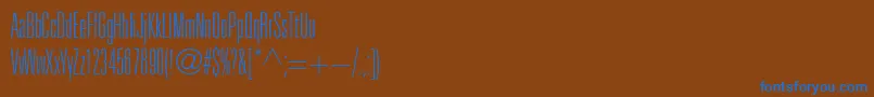 Czcionka Unicumcondthinc – niebieskie czcionki na brązowym tle
