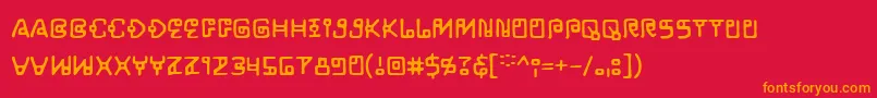 フォントLifeform – 赤い背景にオレンジの文字