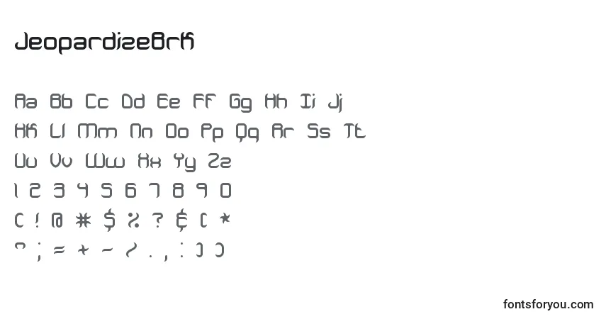 Шрифт JeopardizeBrk – алфавит, цифры, специальные символы