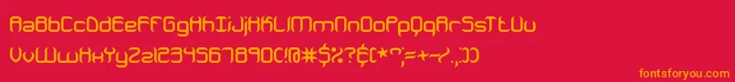 フォントJeopardizeBrk – 赤い背景にオレンジの文字