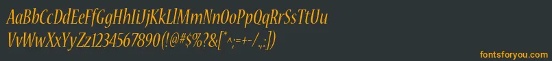 フォントNuevastdConditalic – 黒い背景にオレンジの文字
