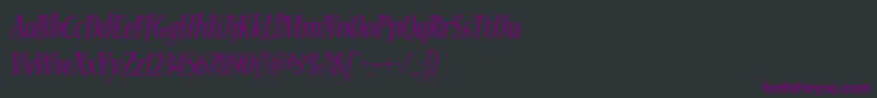 Czcionka NuevastdConditalic – fioletowe czcionki na czarnym tle