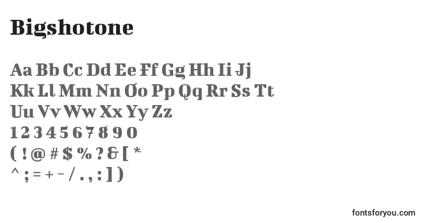 A fonte Bigshotone – alfabeto, números, caracteres especiais