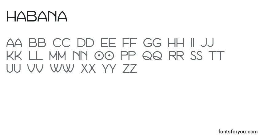 Czcionka Habana – alfabet, cyfry, specjalne znaki