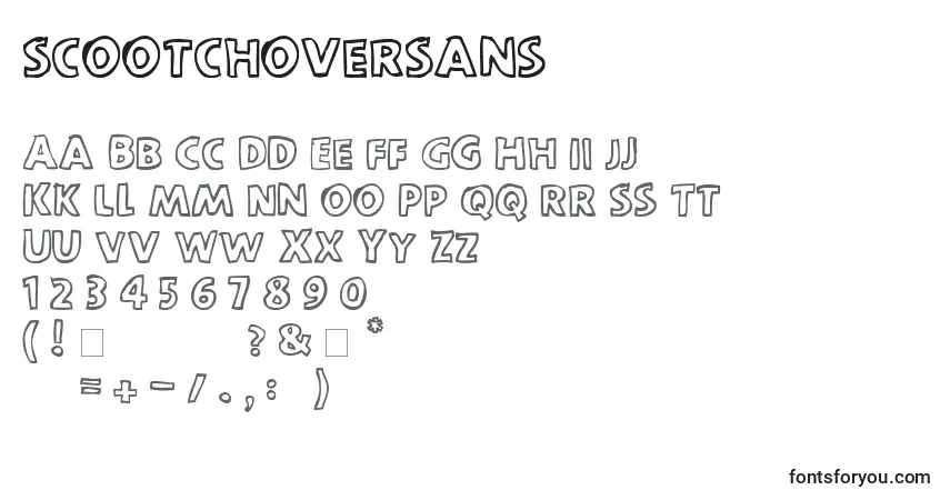 A fonte ScootchoverSans – alfabeto, números, caracteres especiais