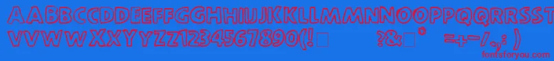 ScootchoverSans Font – Red Fonts on Blue Background