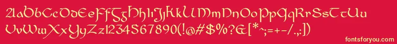 CiananUrRegular Font – Yellow Fonts on Red Background