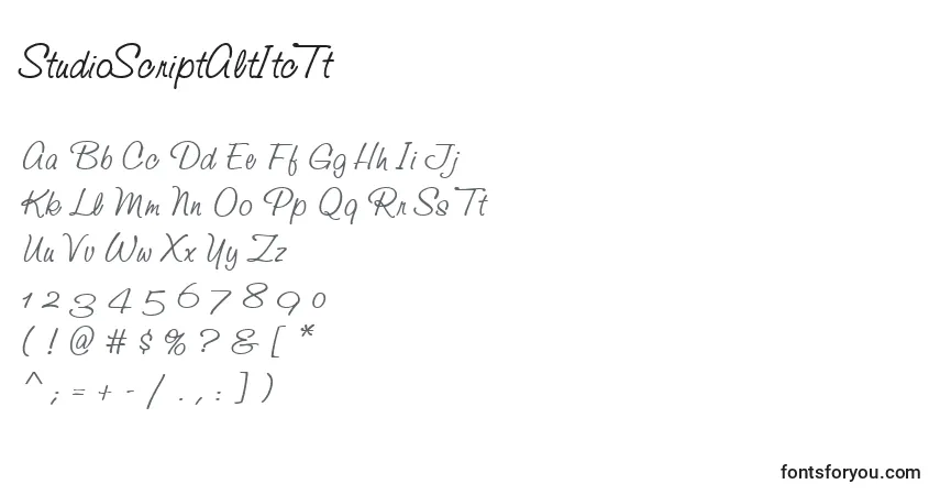 Шрифт StudioScriptAltItcTt – алфавит, цифры, специальные символы