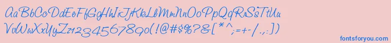 Police StudioScriptAltItcTt – polices bleues sur fond rose