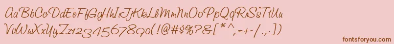 フォントStudioScriptAltItcTt – ピンクの背景に茶色のフォント