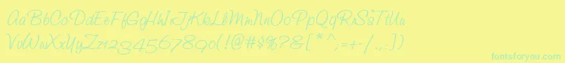 Fonte StudioScriptAltItcTt – fontes verdes em um fundo amarelo