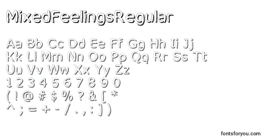 Czcionka MixedFeelingsRegular – alfabet, cyfry, specjalne znaki