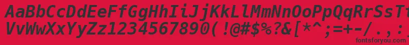 Шрифт HackBolditalic – чёрные шрифты на красном фоне